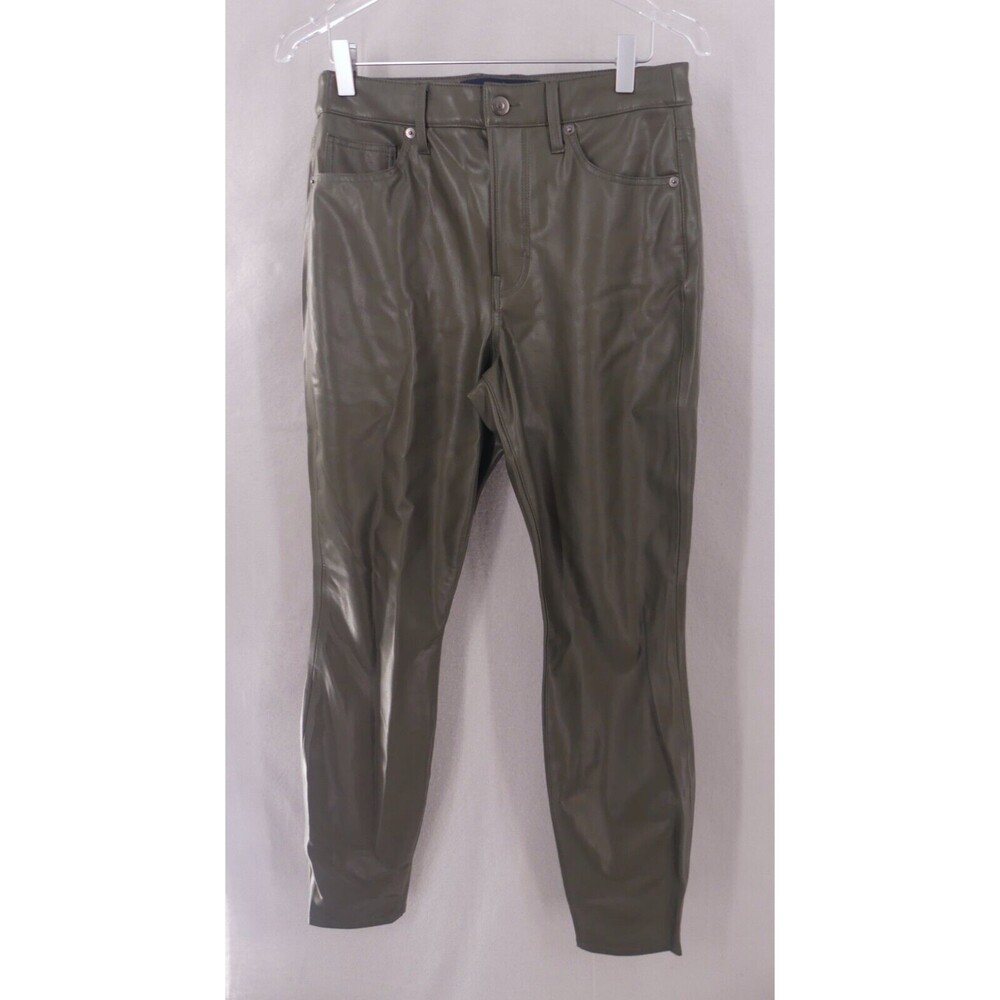 Veronica Beard 29 Pants Debbie Vegan Leather High Rise Skinny Ankle Green NWT - Picture 2 of 10